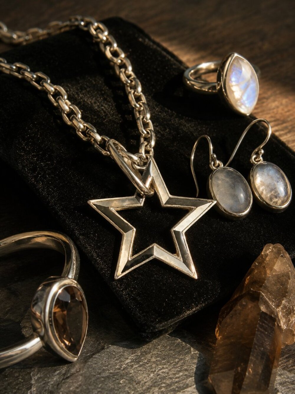 Vintage Sterling Silver Open Star Pendant 925 Thailand Celestial Modernist